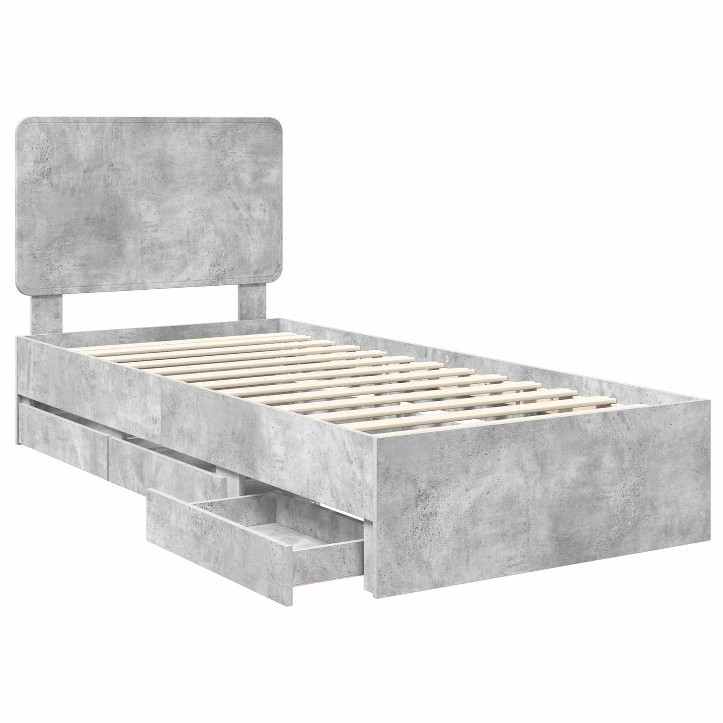 Bed Frame with Drawer Concrete Grey 90 x 190 cm Engineer Wood
