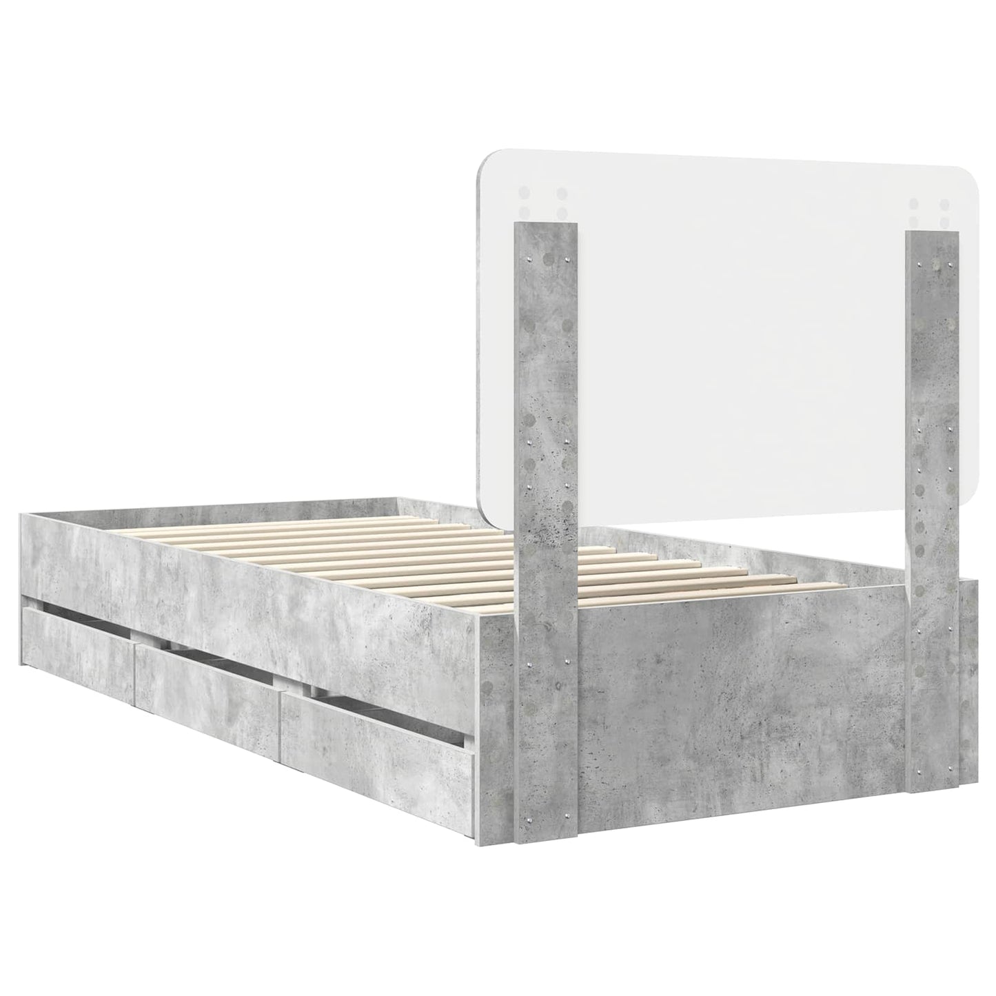 Bed Frame with Drawer Concrete Grey 90 x 190 cm Engineer Wood