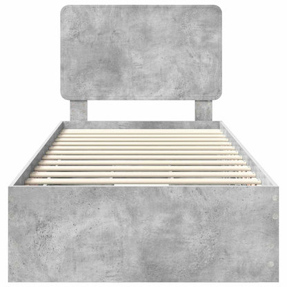 Bed Frame with Drawer Concrete Grey 90 x 190 cm Engineer Wood