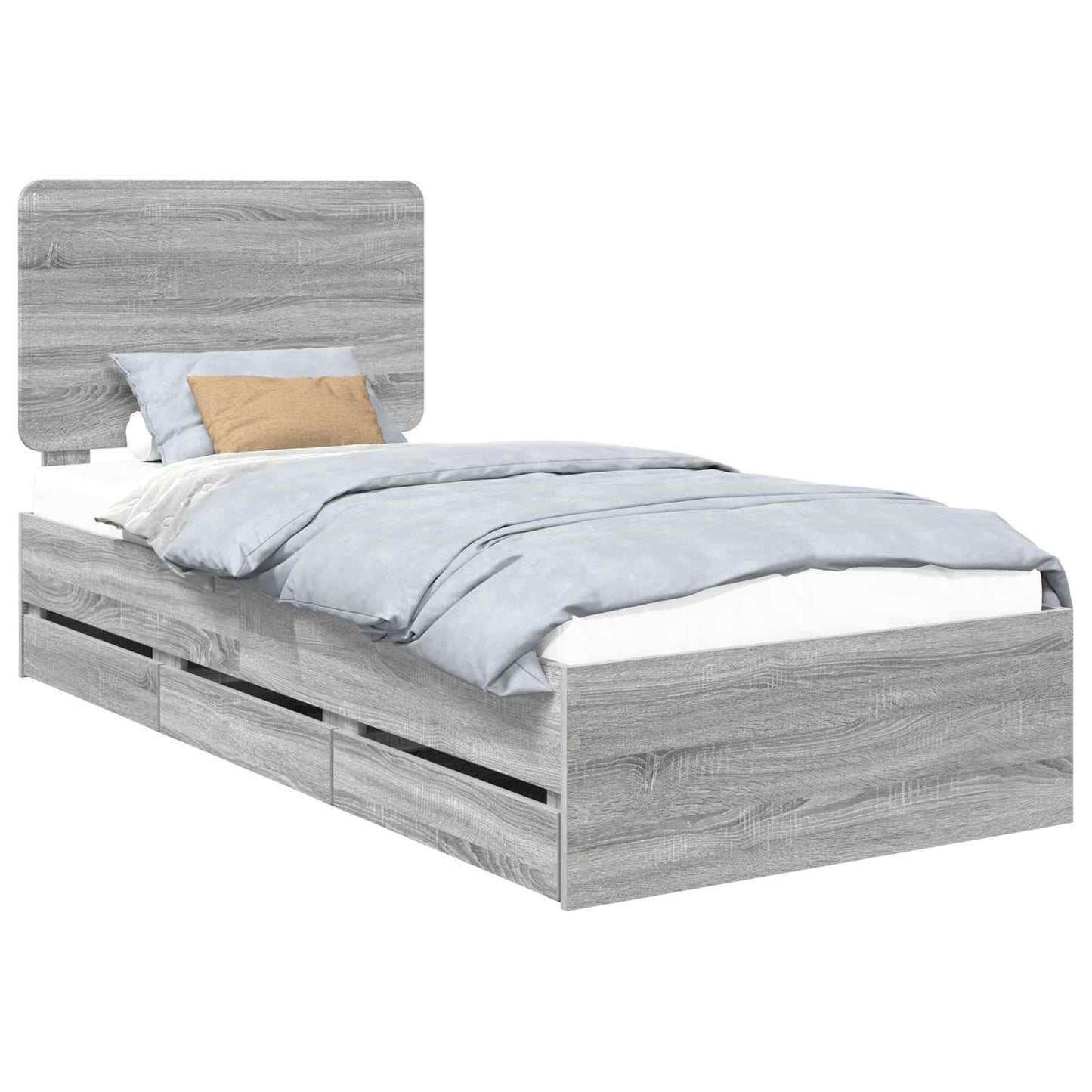 Bed Frame with Drawer Grey Sonoma 90 x 190 cm Engineer Wood