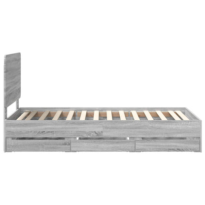 Bed Frame with Drawer Grey Sonoma 90 x 190 cm Engineer Wood