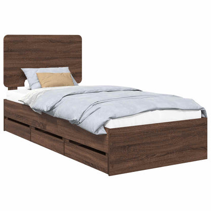 Bed Frame with Drawer Brown Oak 90 x 190 cm Engineer Wood
