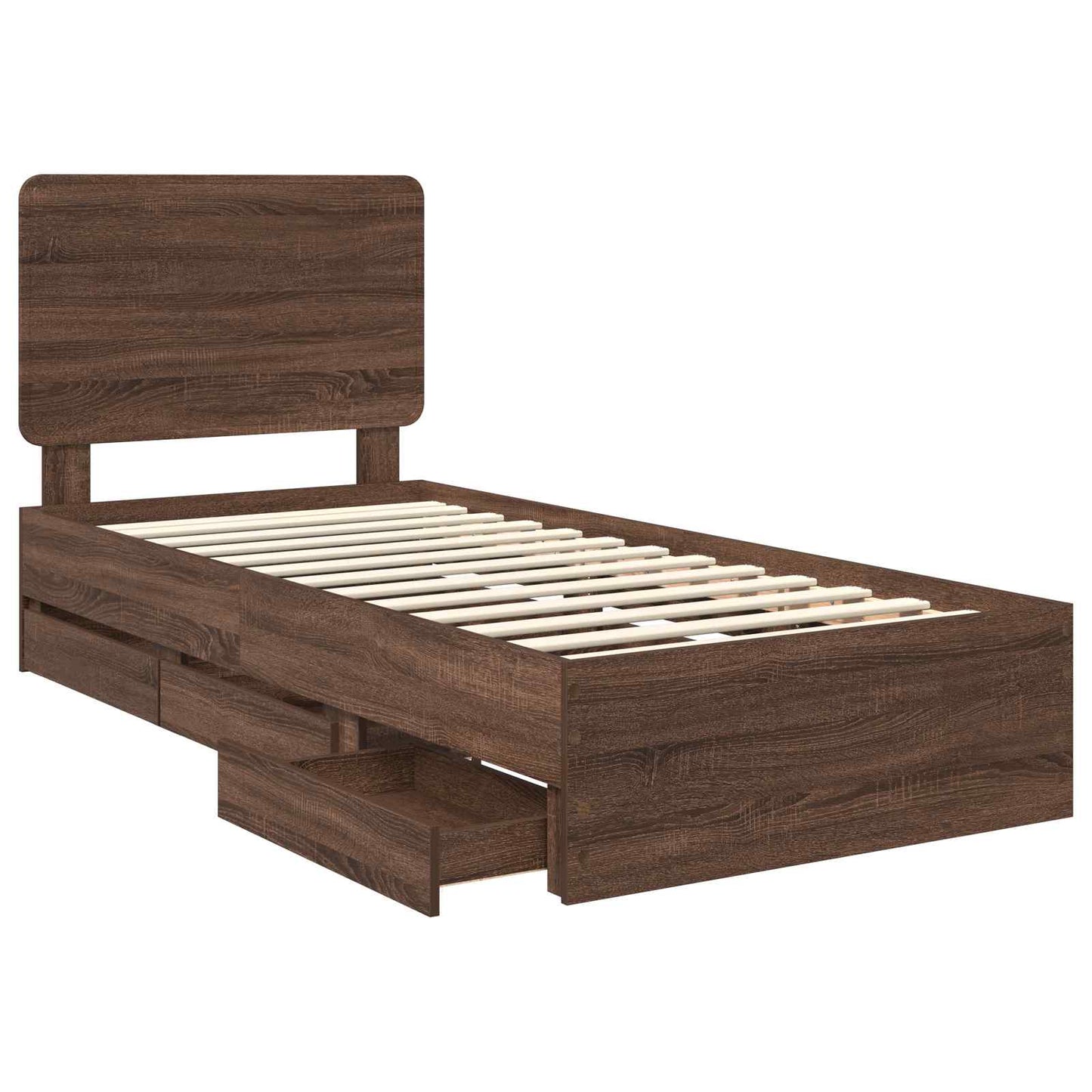 Bed Frame with Drawer Brown Oak 90 x 190 cm Engineer Wood