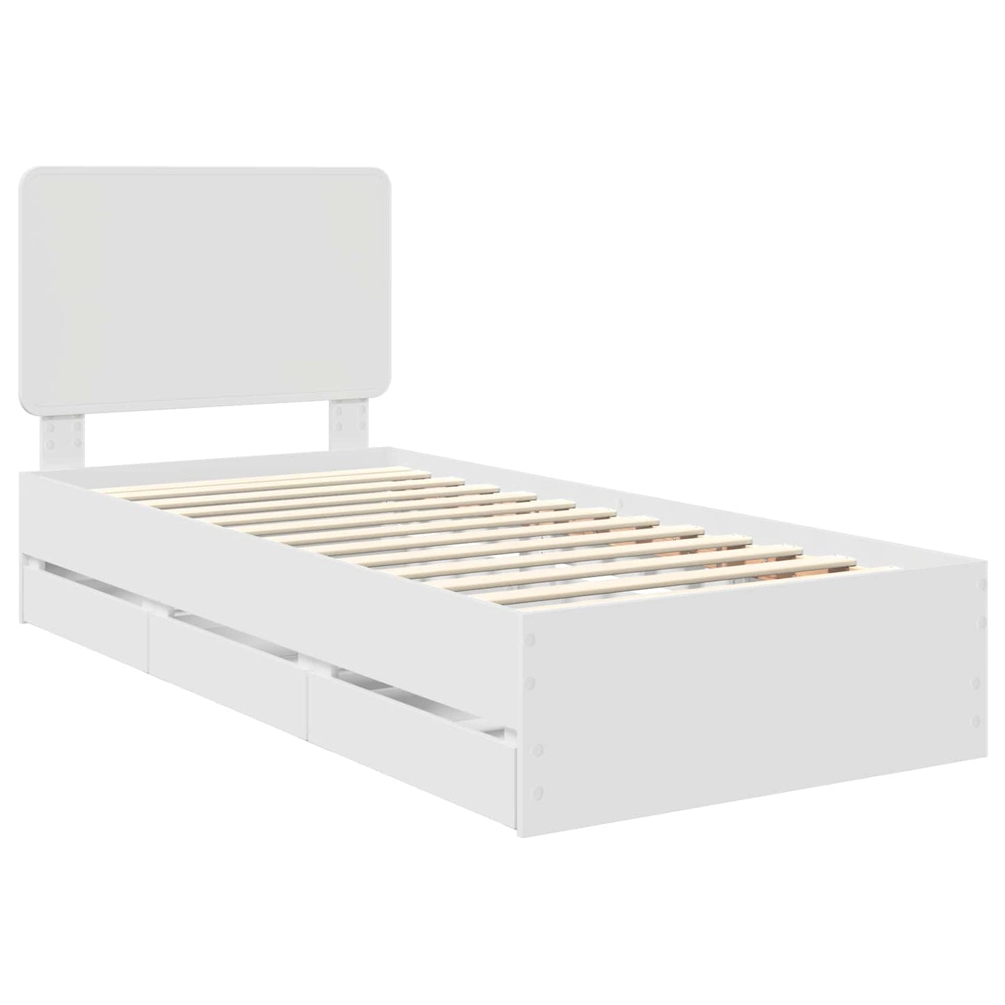 Bed Frame with Drawer White 75 x 190 cm Engineer Wood