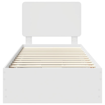 Bed Frame with Drawer White 75 x 190 cm Engineer Wood