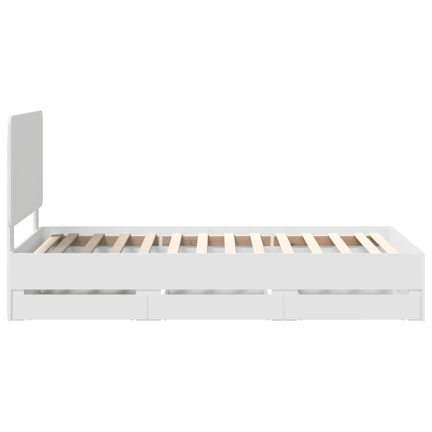 Bed Frame with Drawer White 75 x 190 cm Engineer Wood