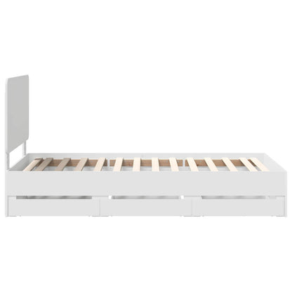 Bed Frame with Drawer White 75 x 190 cm Engineer Wood