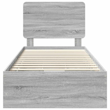 Bed Frame with Drawer Grey Sonoma 75 x 190 cm Engineer Wood