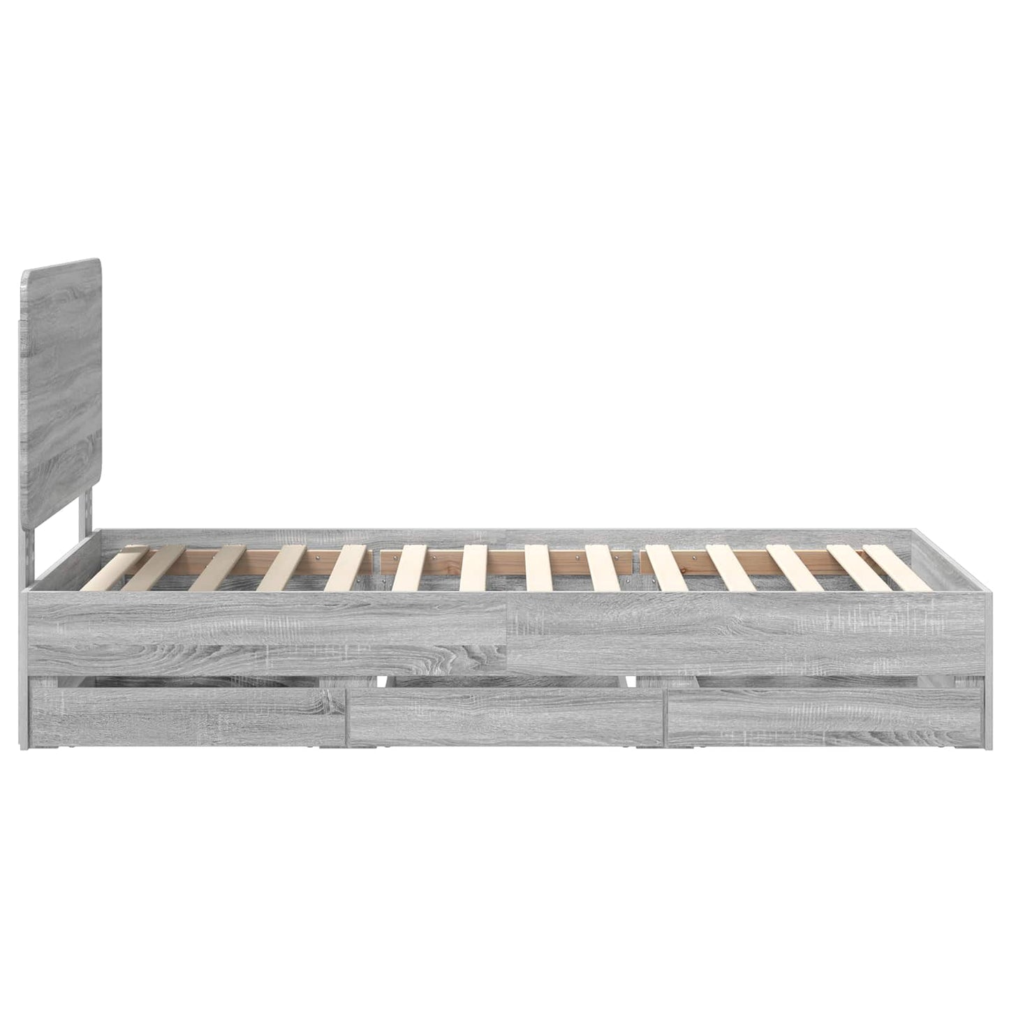 Bed Frame with Drawer Grey Sonoma 75 x 190 cm Engineer Wood