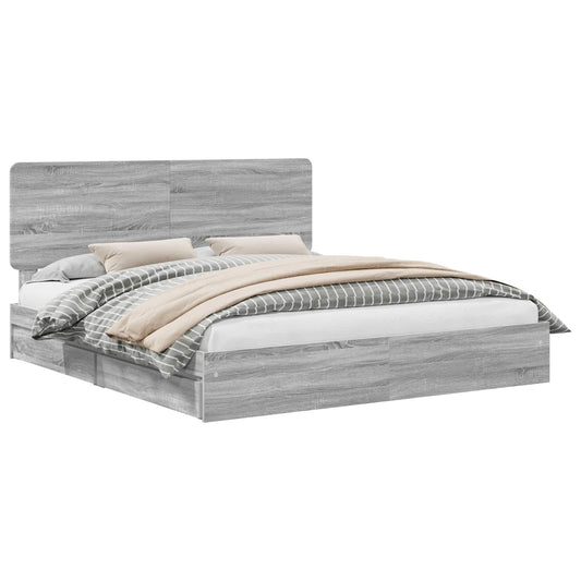 Storage Bed Adjustable Grey Sonoma 200 x 200 cm Engineered Wood