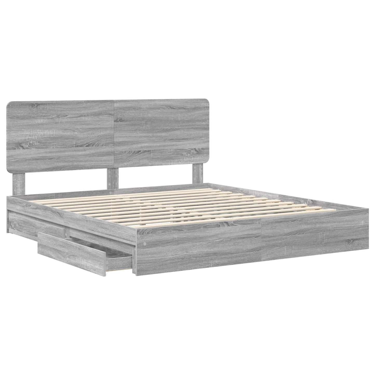 Storage Bed Grey Sonoma 200 x 200 cm Engineered Wood