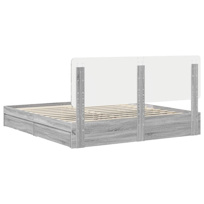 Storage Bed Grey Sonoma 200 x 200 cm Engineered Wood