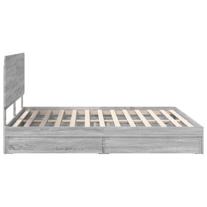 Storage Bed Grey Sonoma 200 x 200 cm Engineered Wood