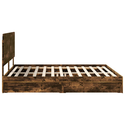 Storage Bed with Drawer Smoked Oak 180 x 200 cm Engineered Wood