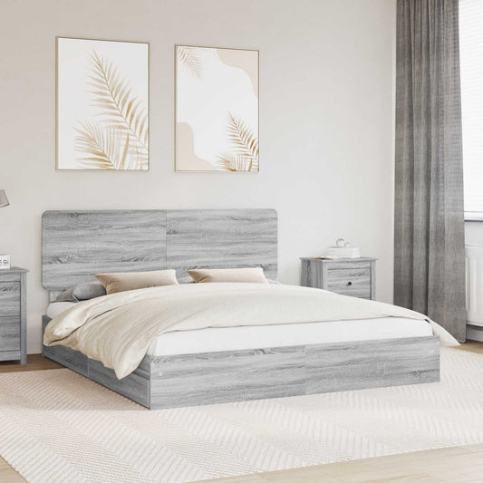 Storage Bed Adjustable Grey Sonoma 180 x 200 cm Engineered Wood