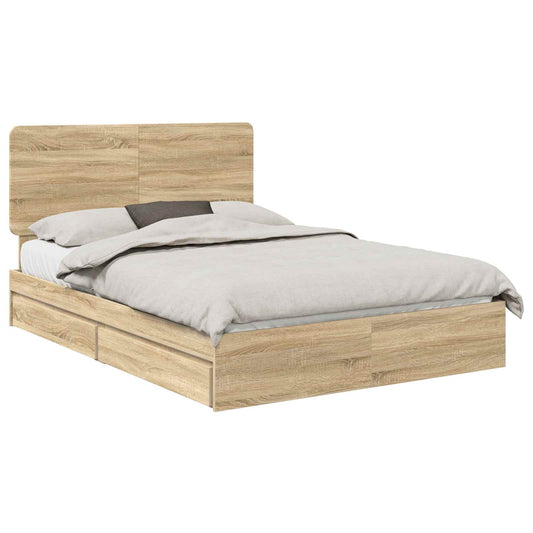 Storage Bed with Drawer Sonoma Oak 160 x 200 cm Engineered Wood