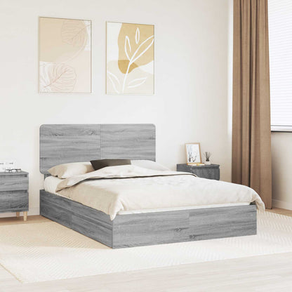 Storage Bed Grey Sonoma 160 x 200 cm Engineered Wood