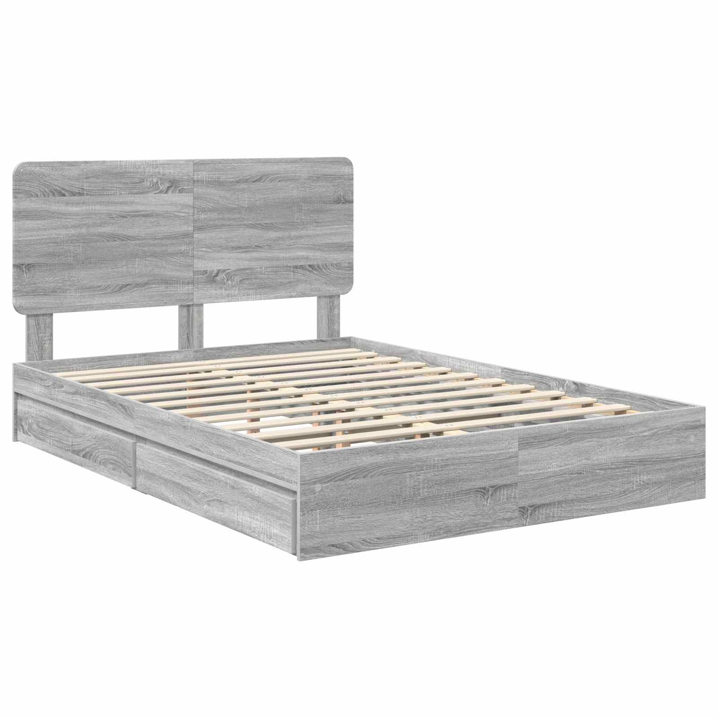 Storage Bed Grey Sonoma 160 x 200 cm Engineered Wood
