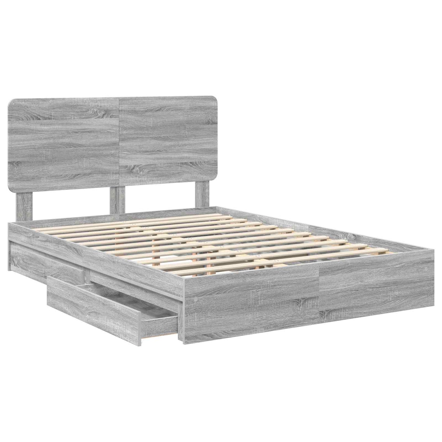 Storage Bed Grey Sonoma 160 x 200 cm Engineered Wood