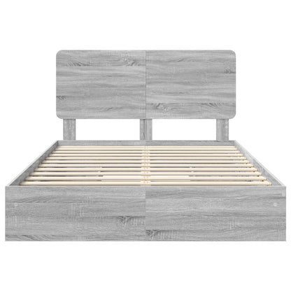Storage Bed Grey Sonoma 160 x 200 cm Engineered Wood