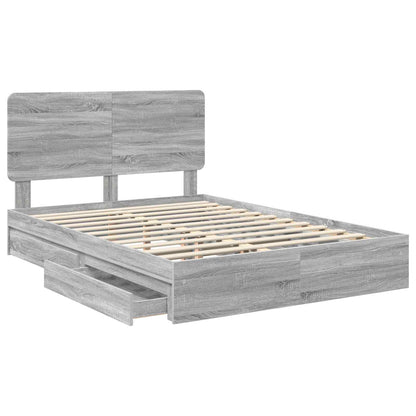 Storage Bed Grey Sonoma 150 x 200 cm Engineered Wood