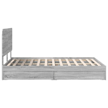 Storage Bed Grey Sonoma 150 x 200 cm Engineered Wood