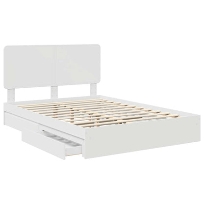 Storage Bed with Headboard White 140 x 200 cm Engineered Wood