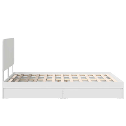 Storage Bed with Headboard White 140 x 200 cm Engineered Wood