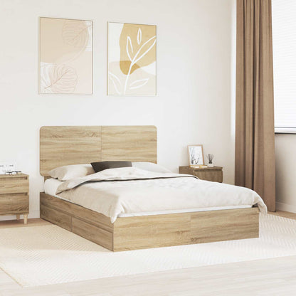 Storage Bed with Drawer Sonoma Oak 140 x 200 cm Engineered Wood