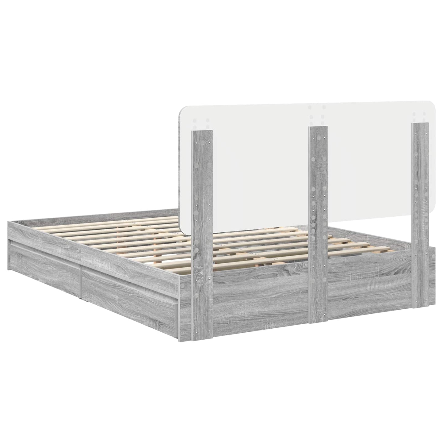 Storage Bed Grey Sonoma 140 x 200 cm Engineered Wood