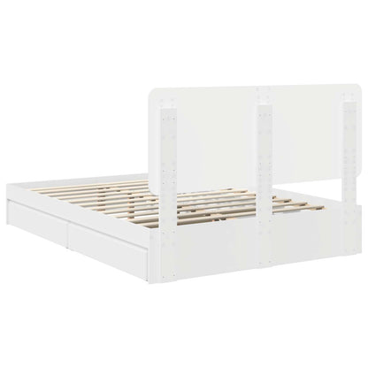 Storage Bed with Headboard White 140 x 190 cm Engineered Wood