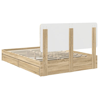 Storage Bed with Drawer Sonoma Oak 140 x 190 cm Engineered Wood