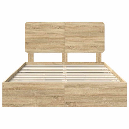 Storage Bed with Drawer Sonoma Oak 140 x 190 cm Engineered Wood