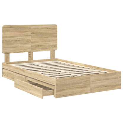 Storage Bed with Drawer Sonoma Oak 135 x 190 cm Engineered Wood