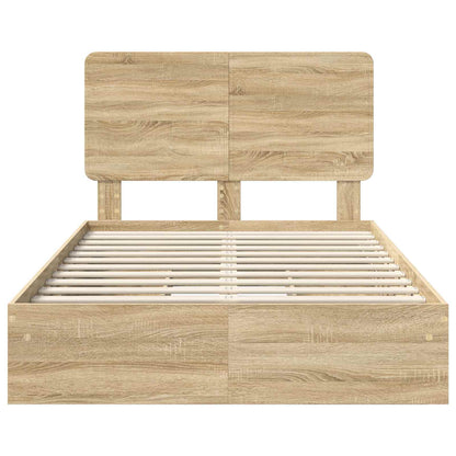 Storage Bed with Drawer Sonoma Oak 135 x 190 cm Engineered Wood