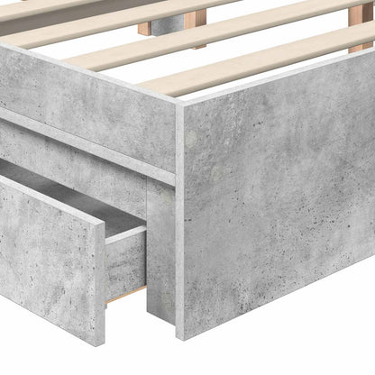 Storage Bed Concrete Grey 135 x 190 cm Engineered Wood