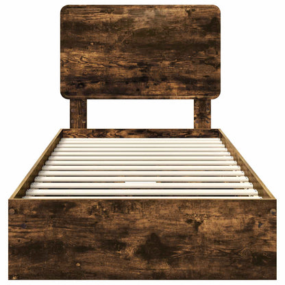 Storage Bed with Drawer Smoked Oak 100 x 200 cm Engineered Wood