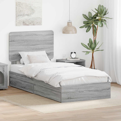 Storage Bed Grey Sonoma 100 x 200 cm Engineered Wood