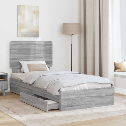 Storage Bed Grey Sonoma 100 x 200 cm Engineered Wood