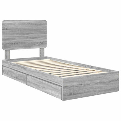 Storage Bed Grey Sonoma 100 x 200 cm Engineered Wood