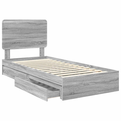 Storage Bed Grey Sonoma 100 x 200 cm Engineered Wood