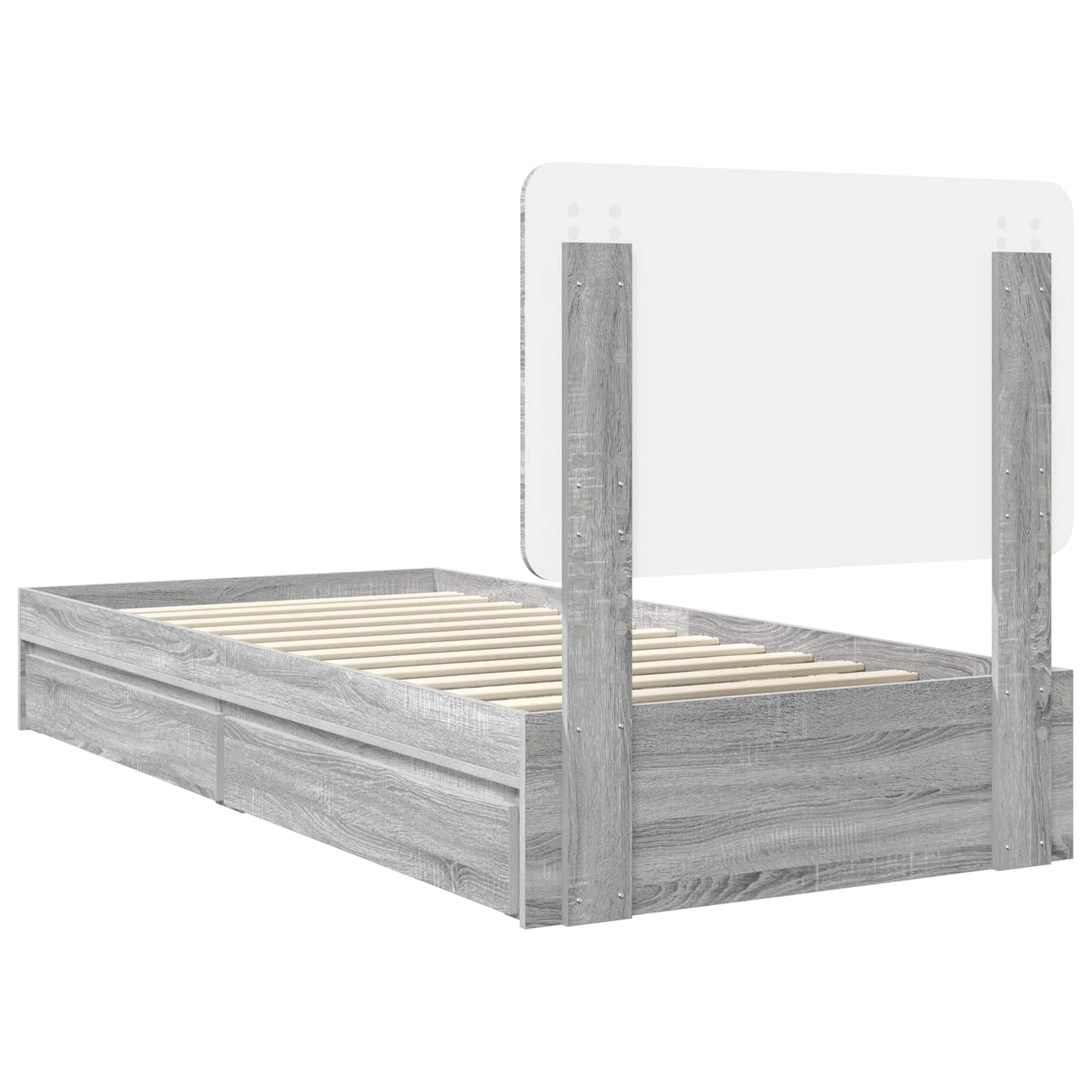 Storage Bed Grey Sonoma 100 x 200 cm Engineered Wood