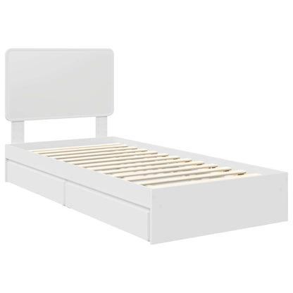 Storage Bed with Headboard White 90 x 200 cm Engineered Wood