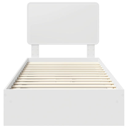 Storage Bed with Headboard White 90 x 200 cm Engineered Wood