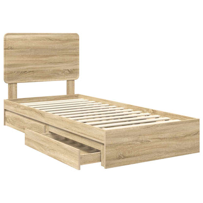 Storage Bed with Drawer Sonoma Oak 90 x 200 cm Engineered Wood