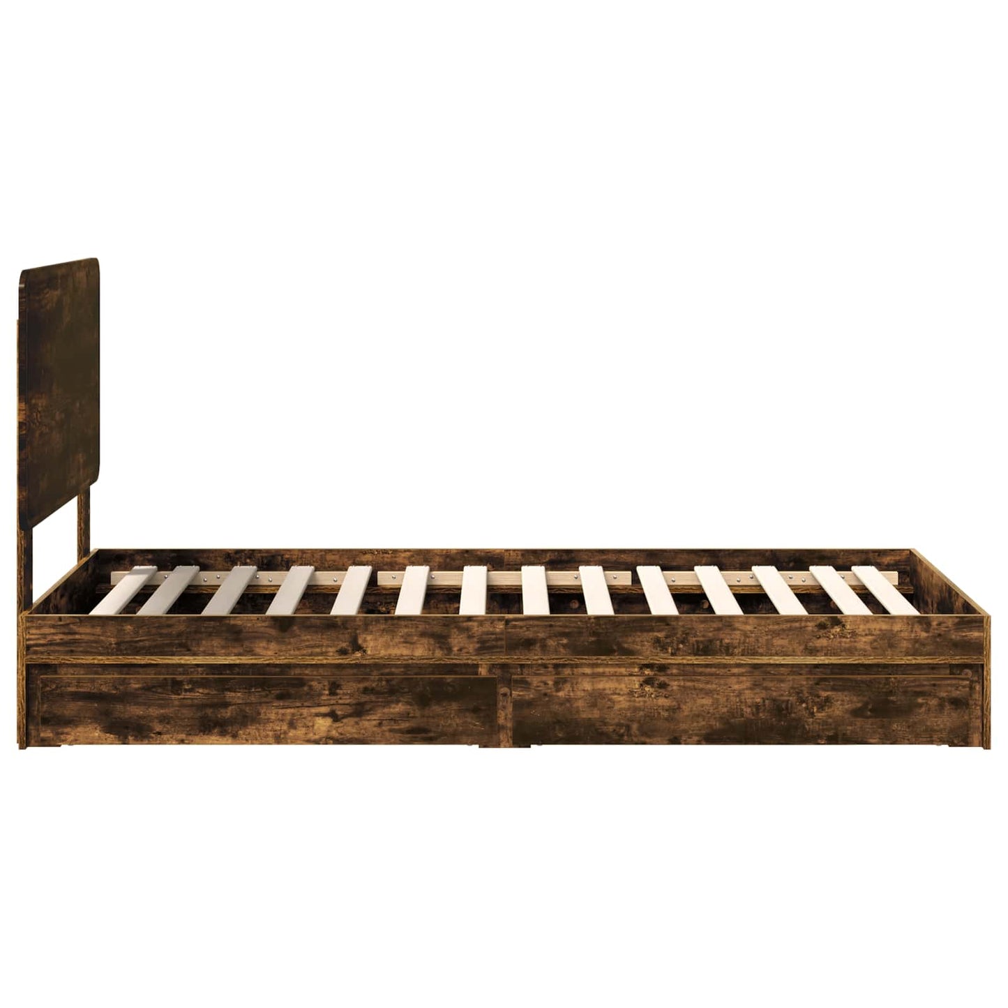 Storage Bed with Drawer Smoked Oak 90 x 200 cm Engineered Wood