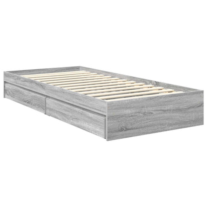 Storage Bed with Drawer Grey Sonoma 90 x 200 cm Engineered Wood
