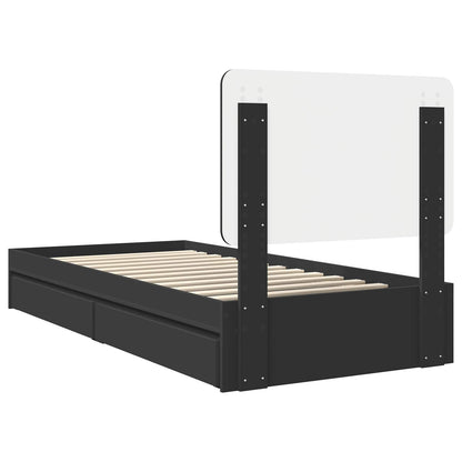 Storage Bed with Headboard Black 90 x 190 cm Engineered Wood