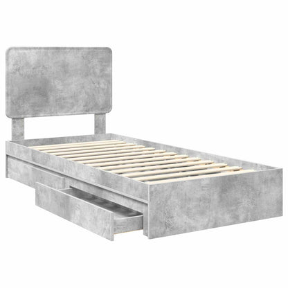 Storage Bed Concrete Grey 90 x 190 cm Engineered Wood