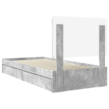Storage Bed Concrete Grey 90 x 190 cm Engineered Wood